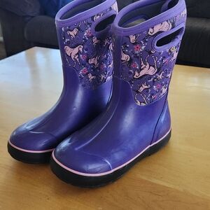 Purple Kids Boots with Unicorn Design